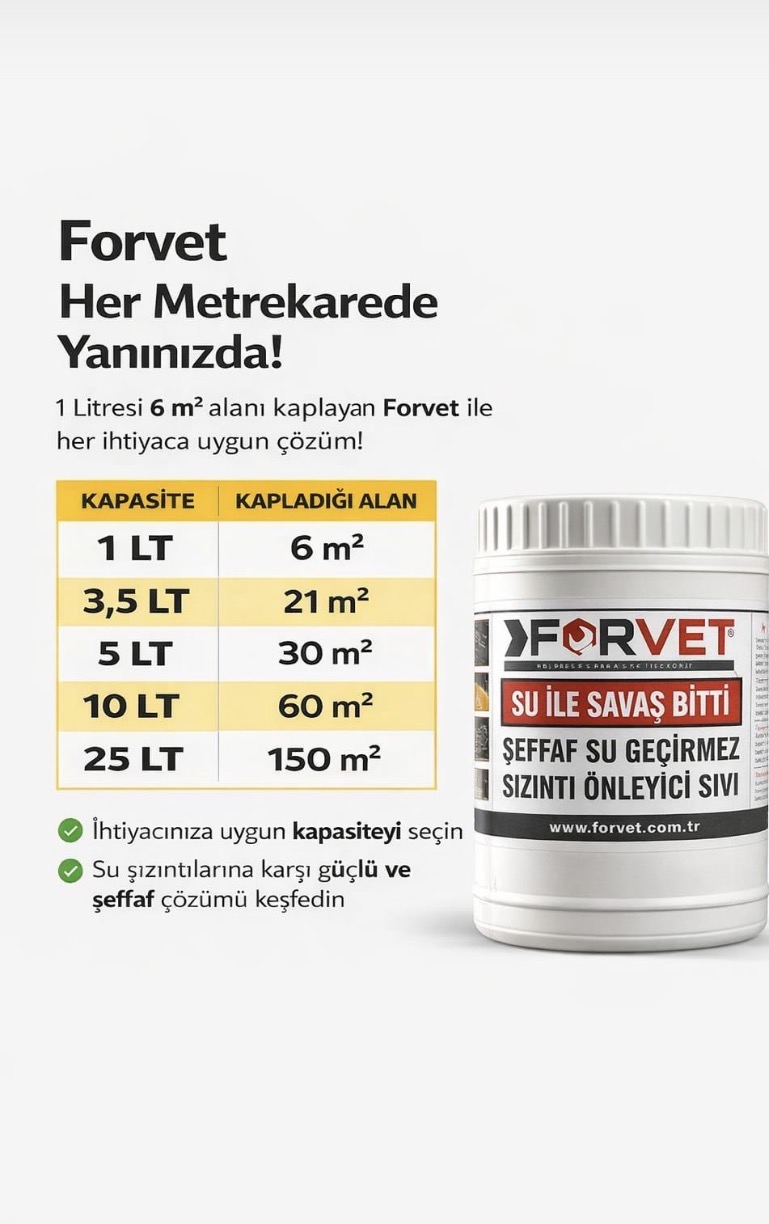 FORVET SU SIZDIRMAZLIK SIVISI (Forvet Şeffaf Su Geçirmez Sızıntı Önleyici Sıvı)